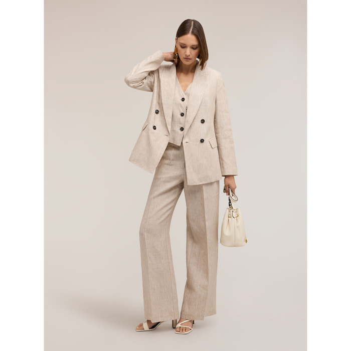 Motivi - Blazer cruzado de lino - Beige