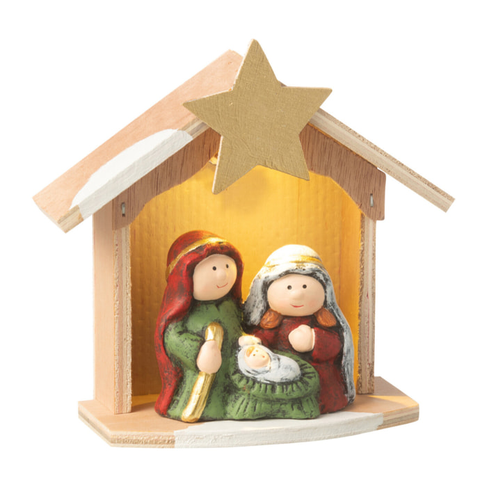 J-Line décoration crèche de Noël - porcelaine - mix - small - LED