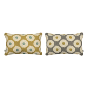 Lot de 2 housses de coussin VIGO - moutarde/gris