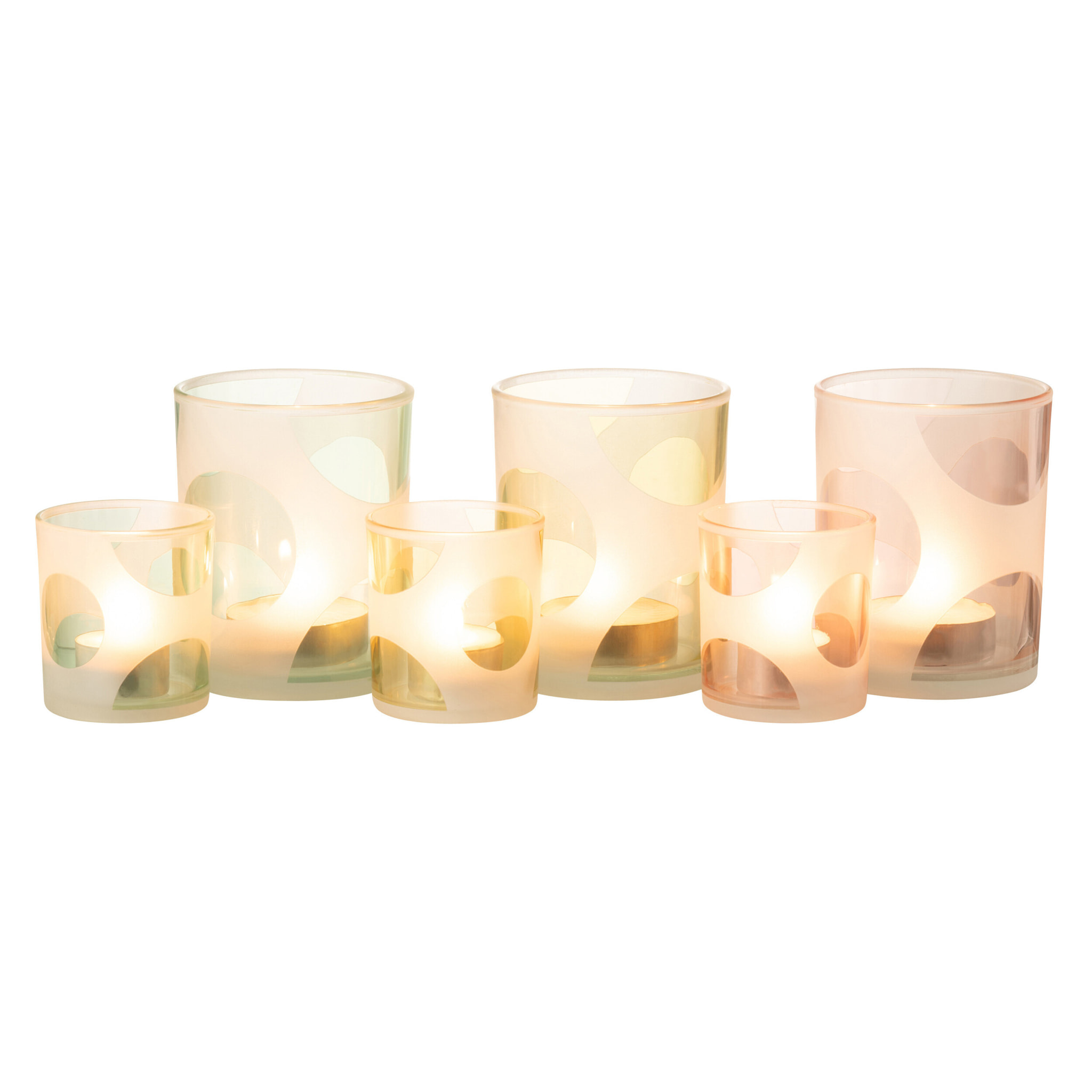 J-Line photophore Rond - verre - mix/pastel - medium - 3 pcs