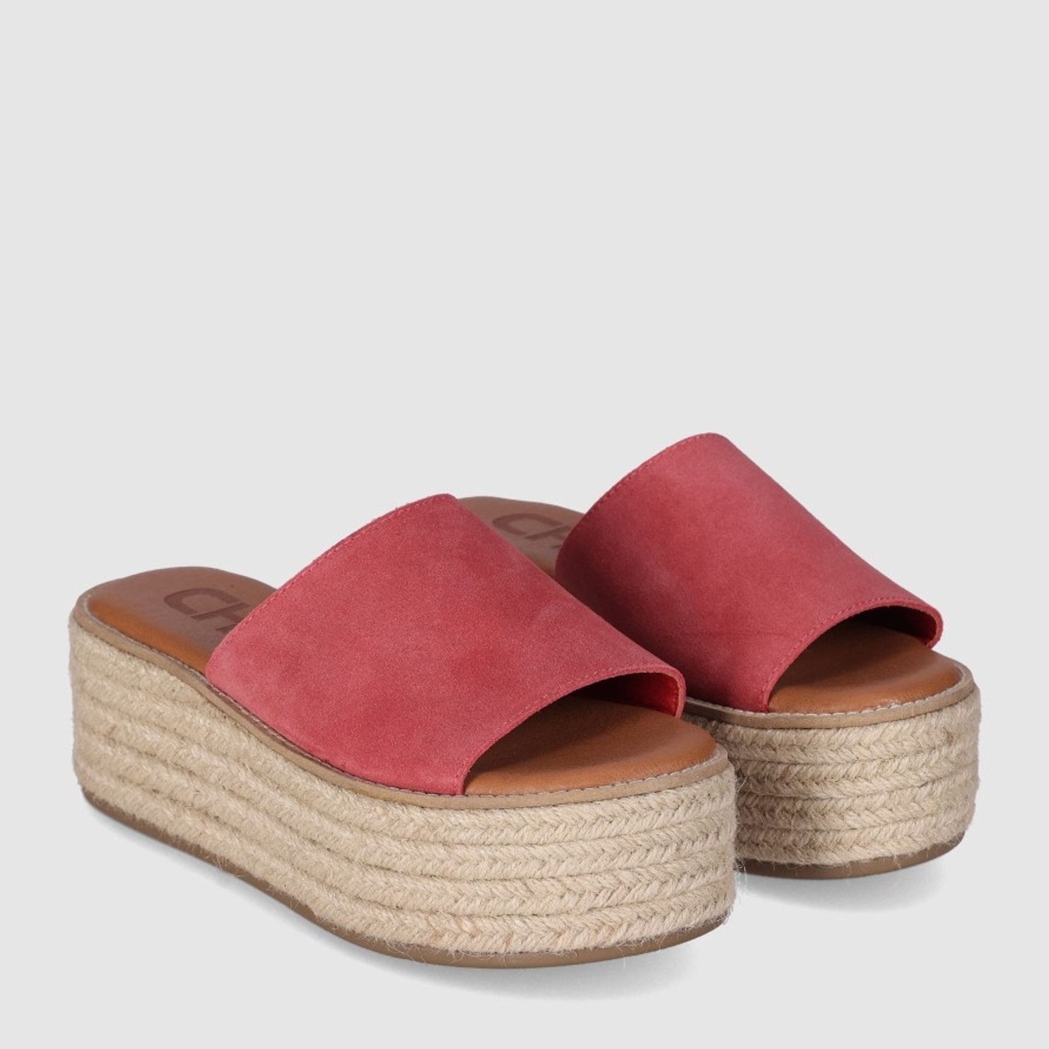 Sandalias de Serraje - Rojo - Tacón: 6 cm