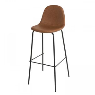 AUGUSTIN - Lot de 2 tabourets de bar John marron hauteur d'assise 80cm