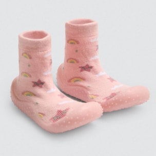 Sneaker a calzino con stampa arcobaleno e stelle