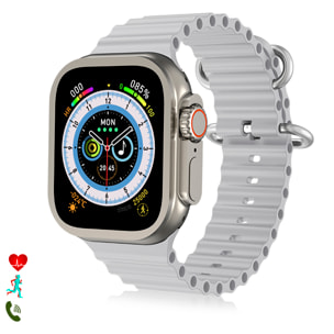 Smartwatch J68+ modos de deporte y sensores de salud, avisos de notificaciones y llamadas bluetooth. Corona multifunción.