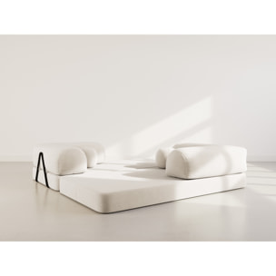 Nebula - Canapé 3 places convertible en velours texturé - Beige