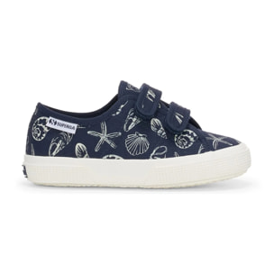 Le Superga Bambino/a Blu 3750 Kids Straps Seashells Print Leggera