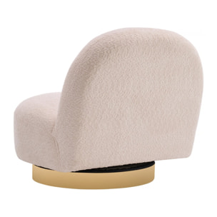 fauteuil bouclette pivotant "Churchill" - 76 x 80 x 74 cm - Blanc