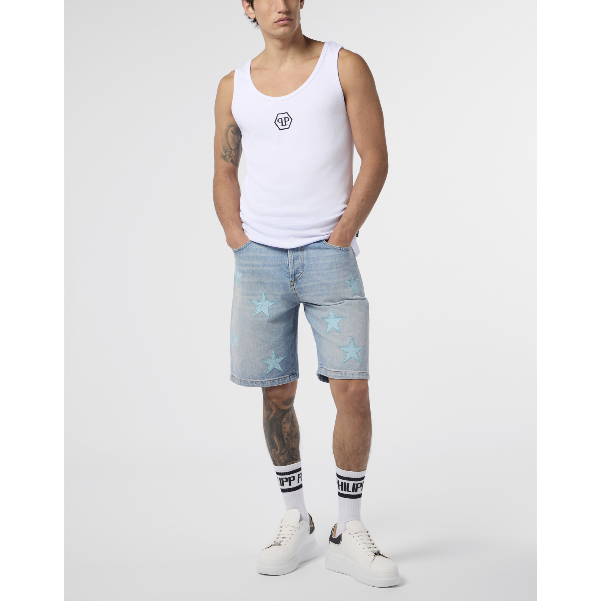 PHILIPP PLEIN Cotton Tank Top Hexagon
