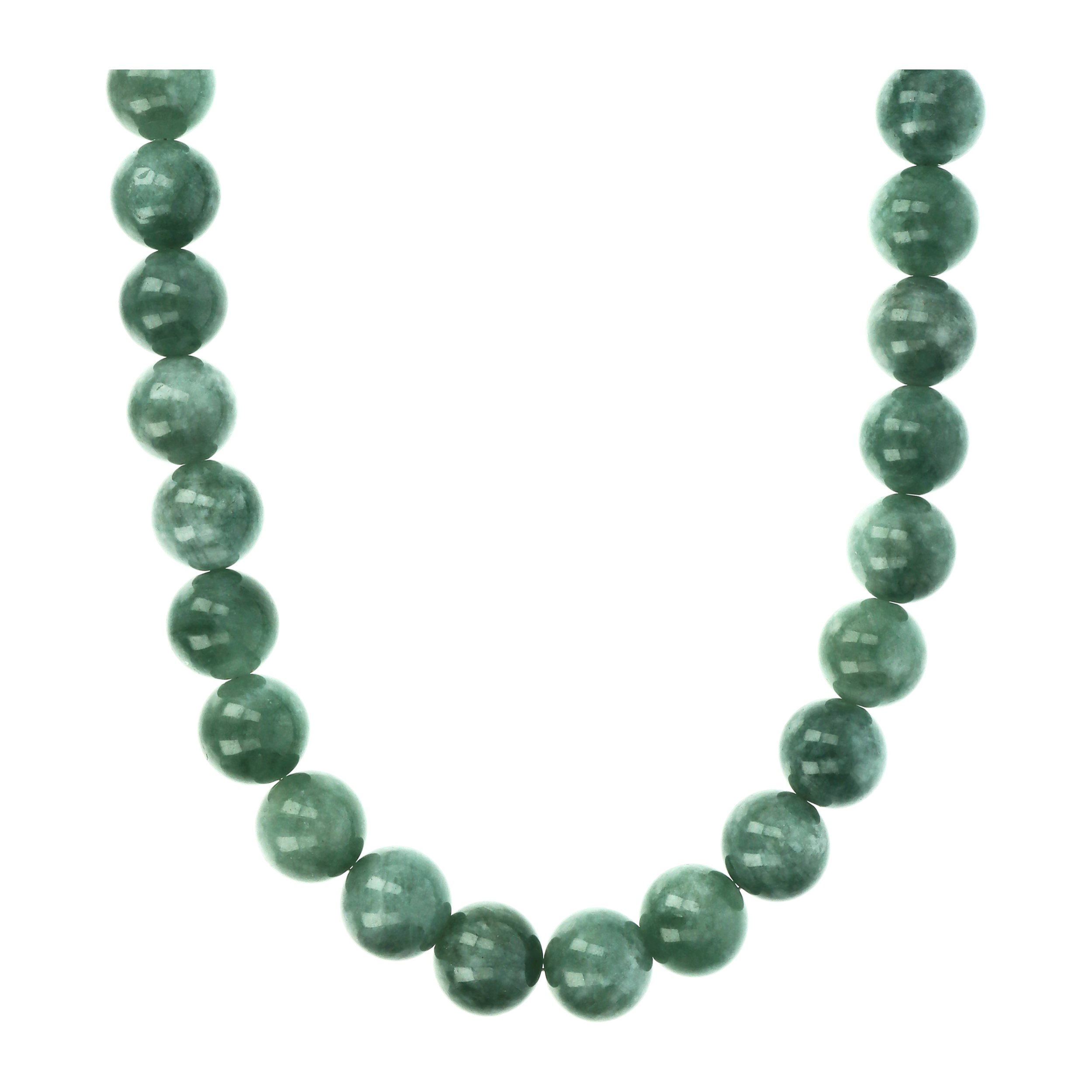 Collana Girocollo con Sfere di Pietra Naturale Quarzite Verde in Argento 925 placcato Rodio