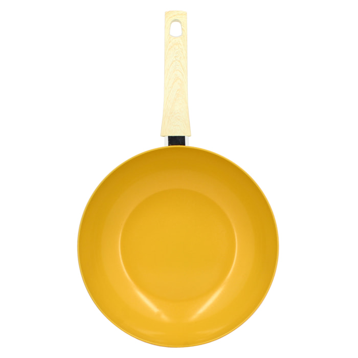 Wok en revêtement céramique 28cm jaune - tous feux COLORAMA