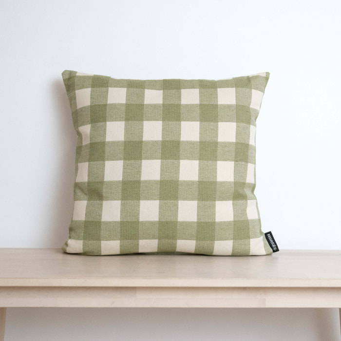 Housse de coussin jacquard 45x45 cm Vichy Vert