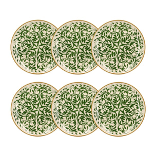 Lot de 6 assiettes plates à motif vert en grès 27cm HERACLEE