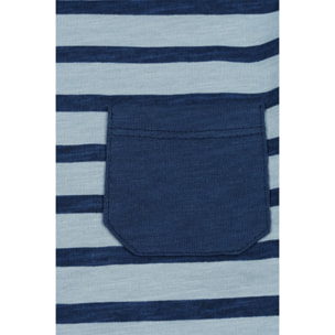 T-shirt A Righe Blu Con Taschino