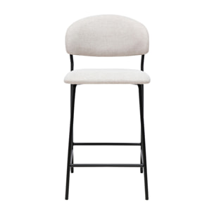 Tabourets de bar en tissu effet velours texturé beige H64 cm (lot de 2) BENTA