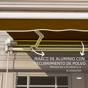 Toldo Manual Retráctil 295x245 cm Toldo para Balcón con Manivela de Metal Impermeable y Anti-UV Toldo Enrollable de Exterior para Jardín Terraza Ventanas Café