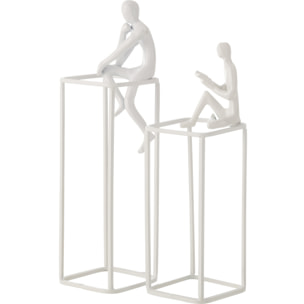 J-Line figurine sur cube - aluminium - blanc