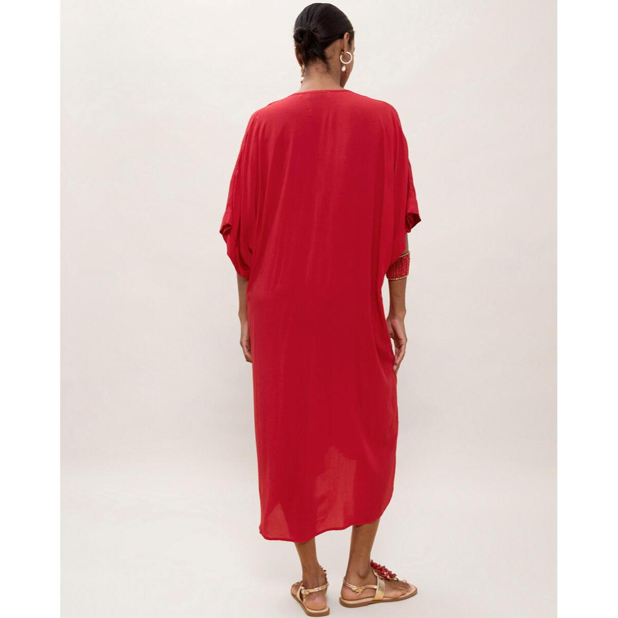 Abito midi in lino annodato