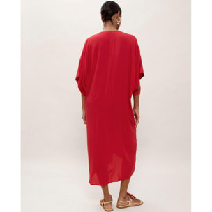 Abito midi in lino annodato