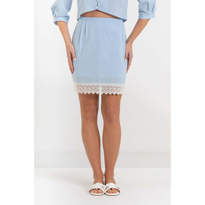 Kocca - Gonna da donna in 100% cotone con orlo in pizzo Donna