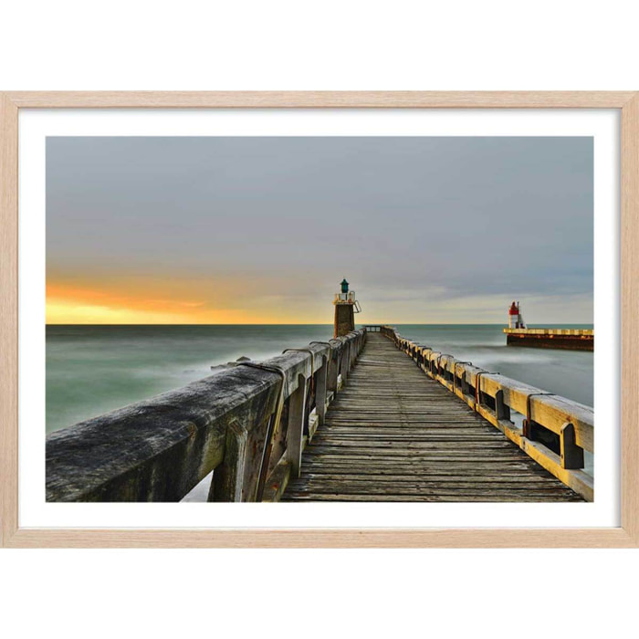 Affiche photo capbreton glassy sous estacade Affiche + cadre en bois - Chêne