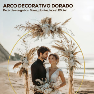 Arco de Jardín de Metal Redondo para Rosas Arco de Boda con Recubrimiento en Polvo Resistente a la Intemperie para Plantas Trepadoras para Decoración Patio Terraza 230x28x234 cm Dorado