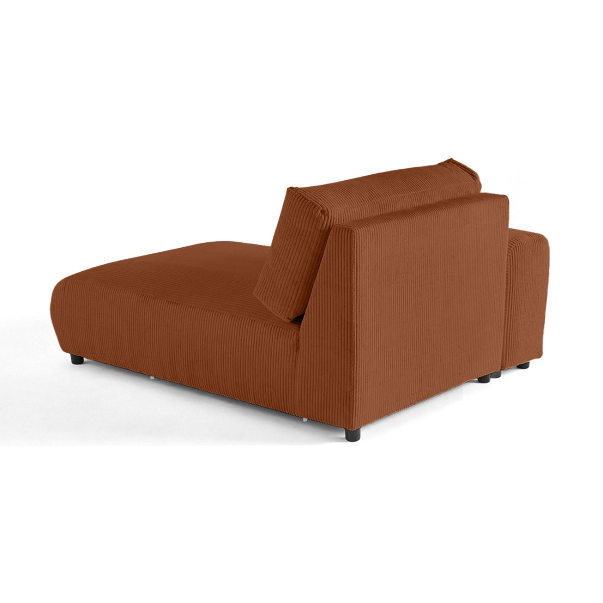 Garance - module d'assise méridienne gauche - en velours côtelé - Terracotta