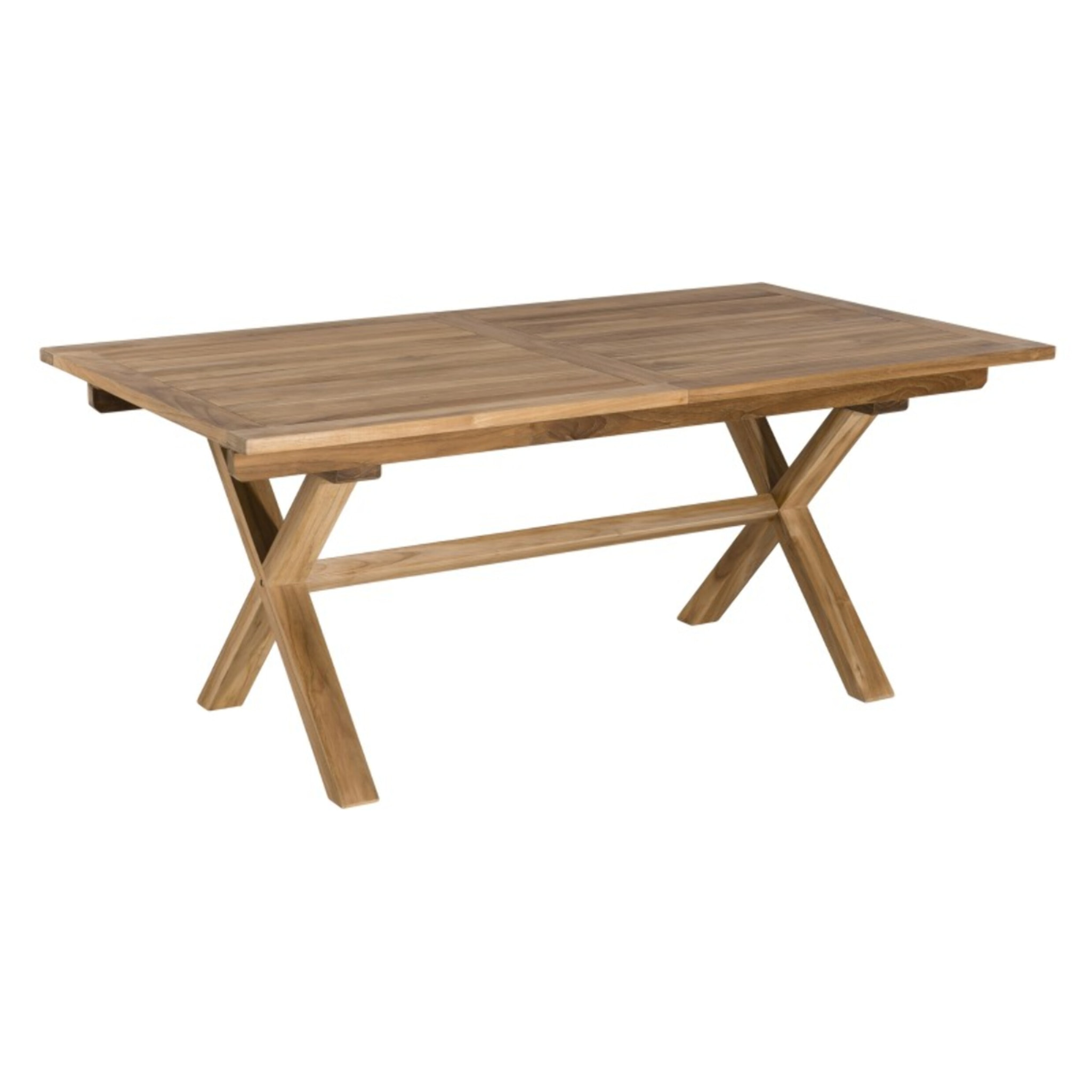FUN - Table de jardin 8/10 personnes - rectangulaire pieds croisés extensible 180/240x100 cm en bois Teck