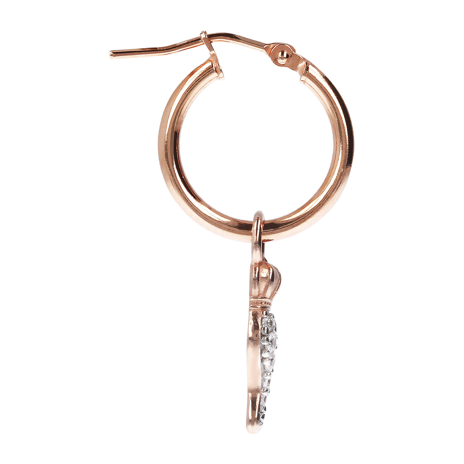 Mono Orecchino con Pendente Rimovibile Cornetto in Cubic Zirconia Placcato Oro Rosa 18kt