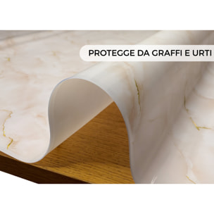 Tovaglia Antimacchia Plastificata Idrorepellente Rotolo Tasgliabile PVC Proteggi Tavolo Crystal Marmo D10 1,55mm