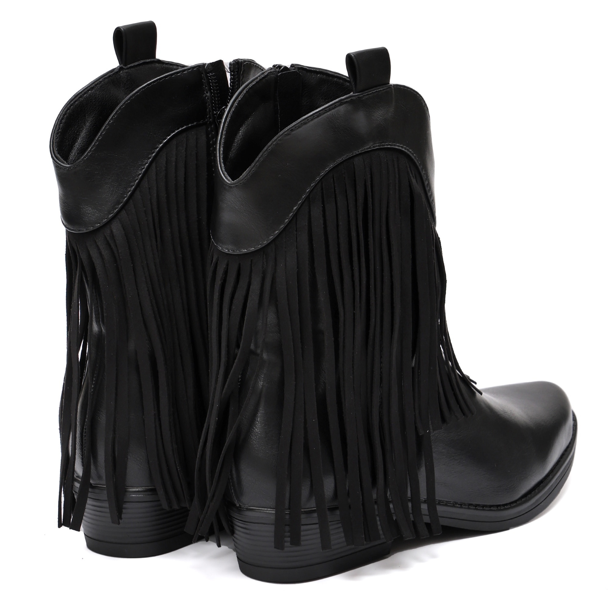 Stivaletto in simil pelle con frangia