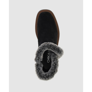 Botines de Serraje - Negro - Tacón: Bajo