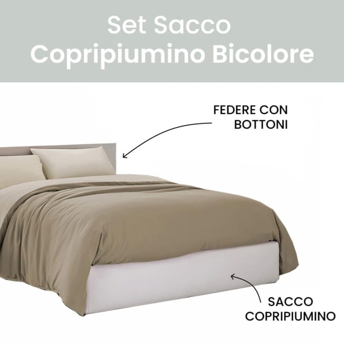 Intrecci Parure Copripiumino Bicolore 100% Cotone 255x240 , Matrimoniale
