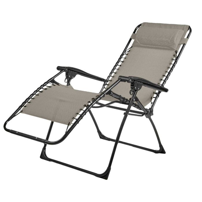 Lot de 2 fauteuils relax en acier - pliant - lin - PALAVAS