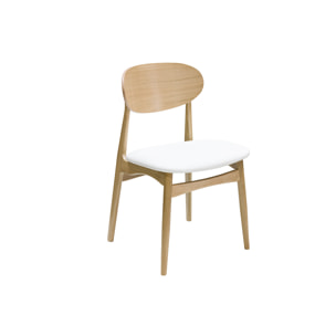 Chaises design blanc et bois clair chêne massif (lot de 2) VICKY