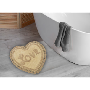 Tappeto Bagno A Forma Di Cuore Love Con Lace Beige Caffelatte