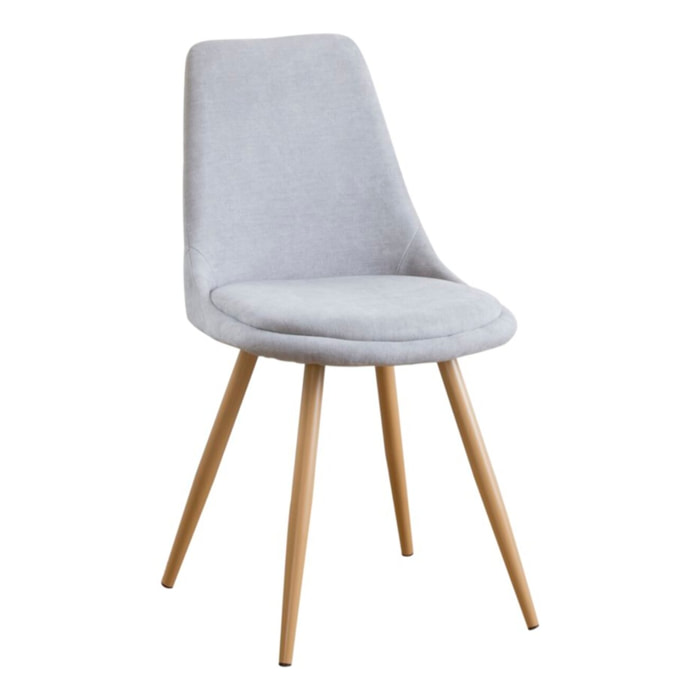 Chaise rembourrée Devon -tissu et bois-couleur gris 47 x 87 x 51 cm