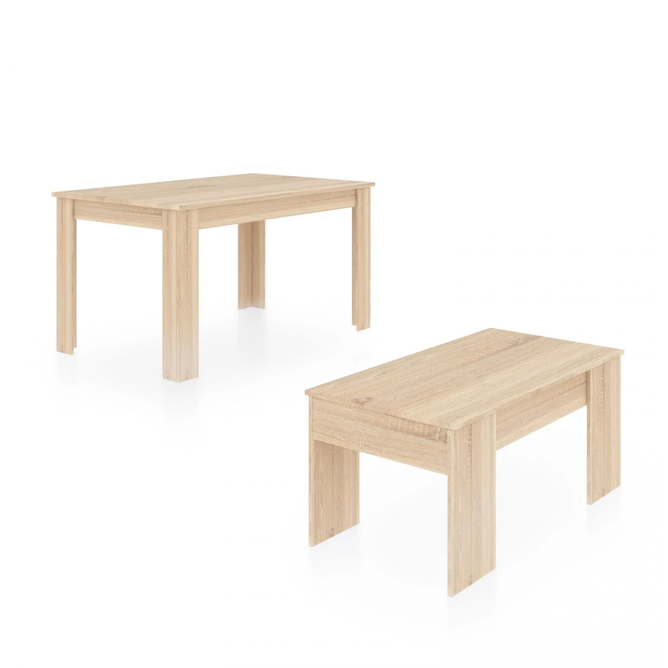 Pack mesa de comedor 140 y mesa de centro Vita Roble Canadian