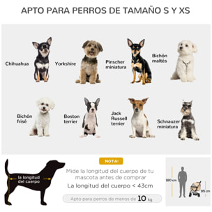 Cochecito para Mascotas Plegable Carrito para Perros con Mango Reversible Puerta Ventana de Malla Cesta de Almacenamiento y Cuerda de Seguridad 76,5x52x95 cm Marrón