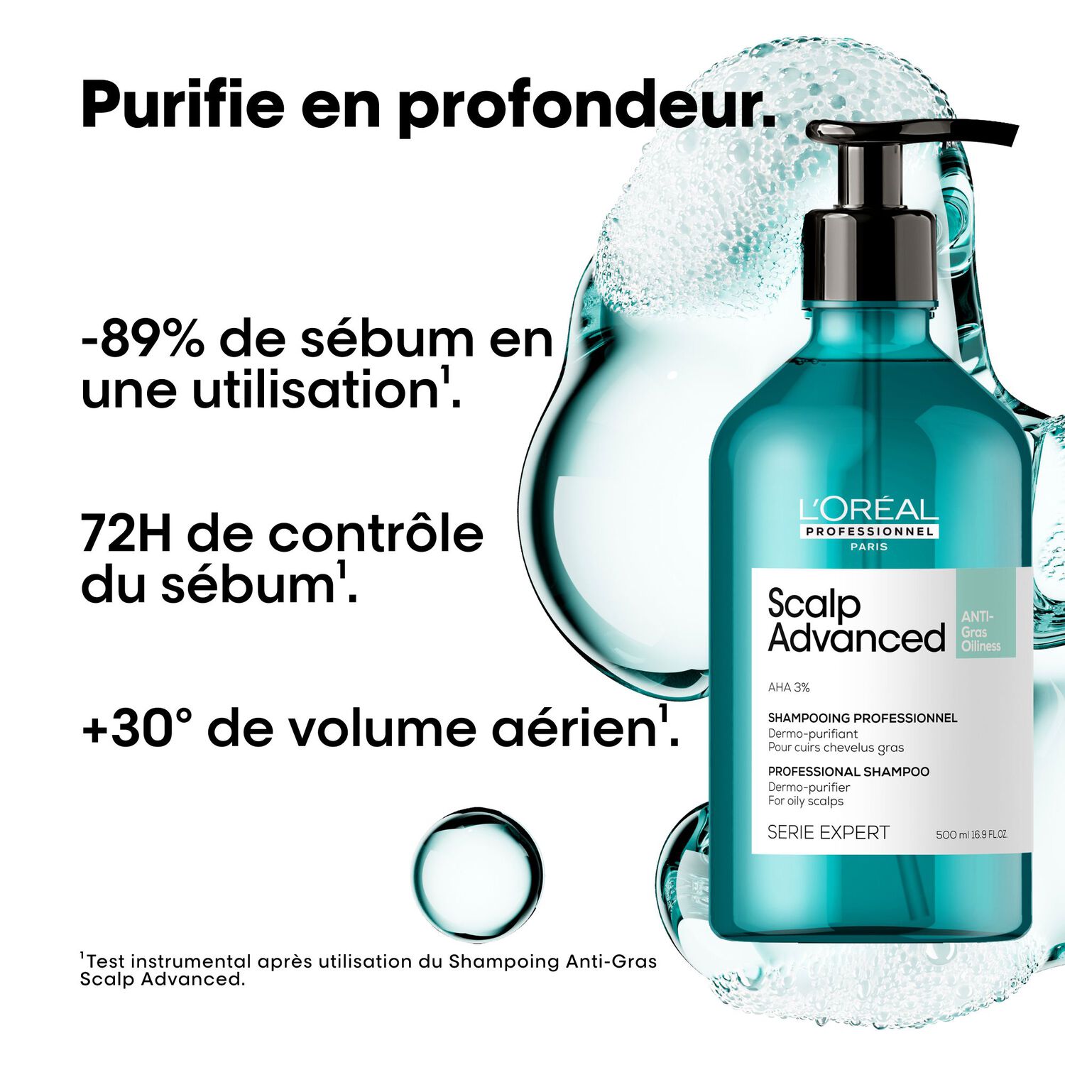 Série Expert Scalp Advanced - Shampooing Dermo-Purifiant - Cuirs Chevelus Gras 500 ml