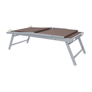 Coppia Di Lettini Prendisole Pieghevole Professionale in Alluminio e Tessuto Textilene Tettuccio Parasole Sdraio Mare Spiaggia 182x60x38 cm Tortora