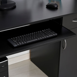 Bureau informatique multimédia multi-rangements avec étagère tiroir tablette clavier MDF 120 x 60 x 74 cm noir