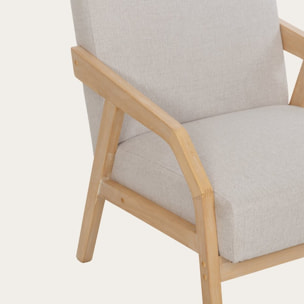 Fauteuil Limae -bois massif dhévéa et revêtement-couleur naturel 64 x 84 x 77 cm