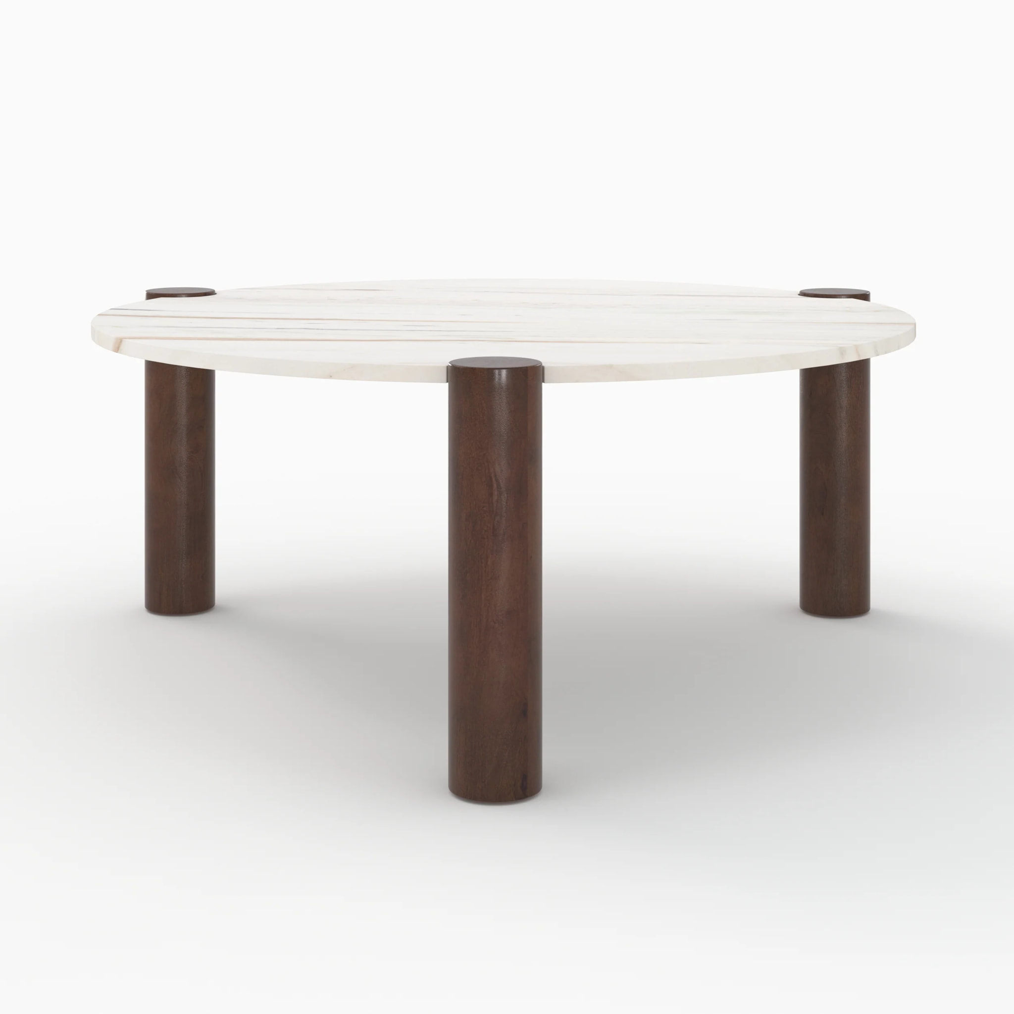 Table basse ronde en marbre et bois de manguier D86 cm - Pauline