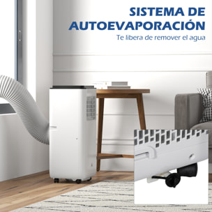 Aire Acondicionado Portátil 5 en 1 10000 BTU 2900W Enfriador Ventilador Deshumidificador 26 L/Día con Control Remoto Pantalla LED Temporizador 24h para Habitación 22m² 33x28x70,4 cm Blanco