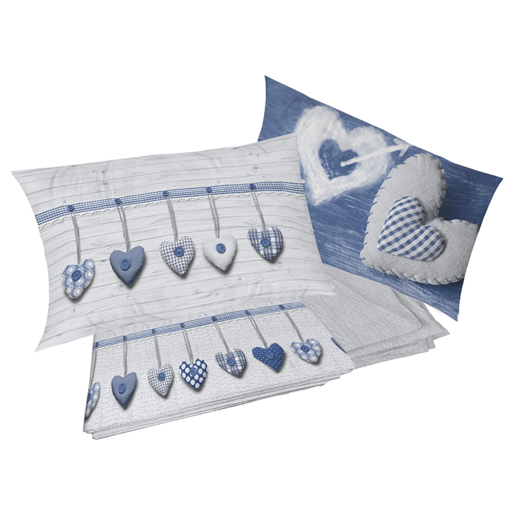 Completo letto cuore appeso blu