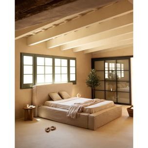 Lit déhoussable en lin beige pour les matelas en différentes tailles