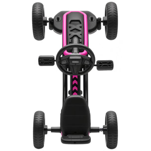 Kart Pedales, Go Kart con Ruedas Antideslizantes de EVA, Marco Metálico, Carga 30 kg, para Niños y Niñas de 2-5 Años, Rosa