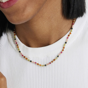 Collar de Cristal Multicolor acabado en oro amarillo de 18K