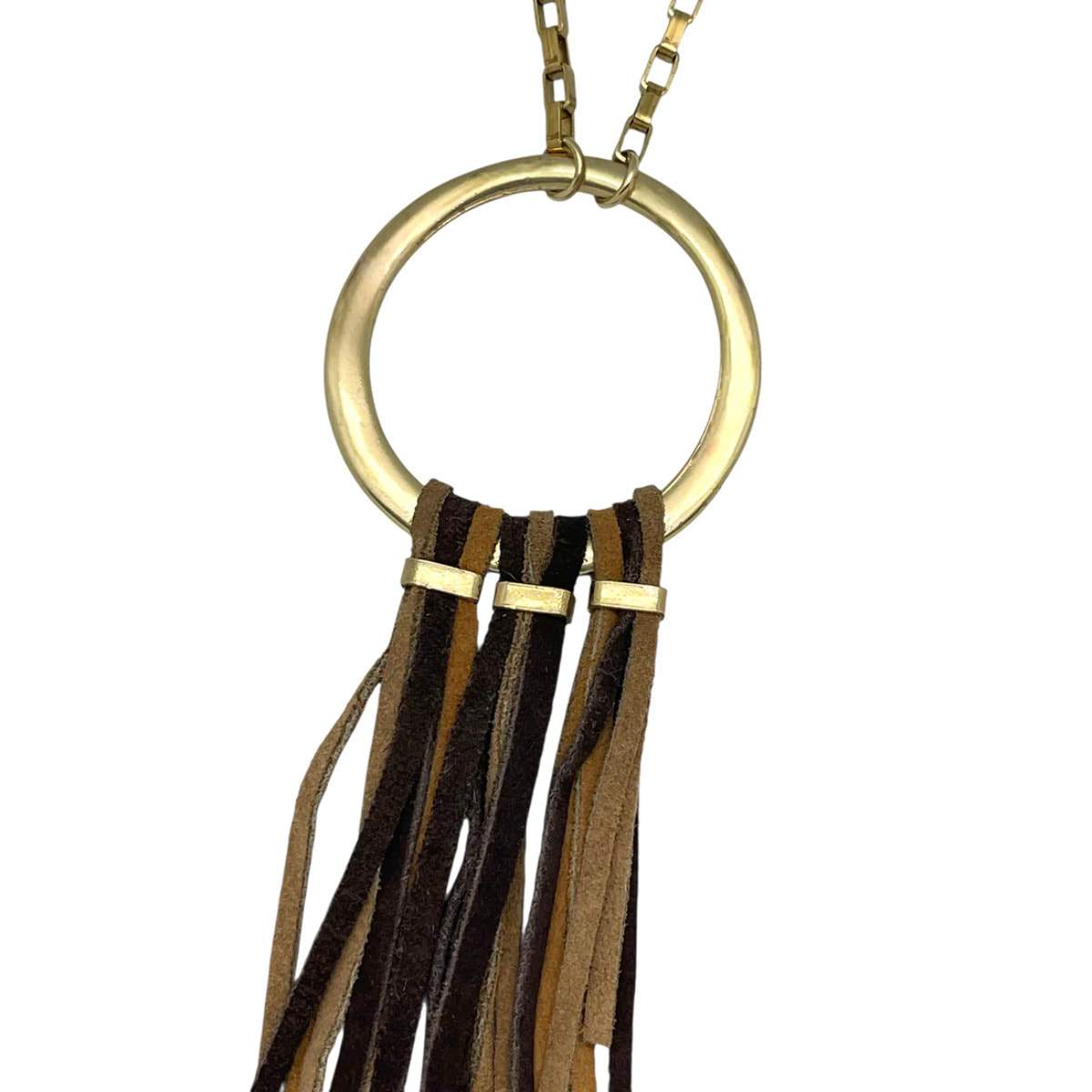 Collar Flecos largos piel en marrones dorado latón