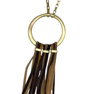 Collar Flecos largos piel en marrones dorado latón